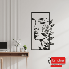 Minimalist Kadın Yüzü Metal Duvar Dekoru