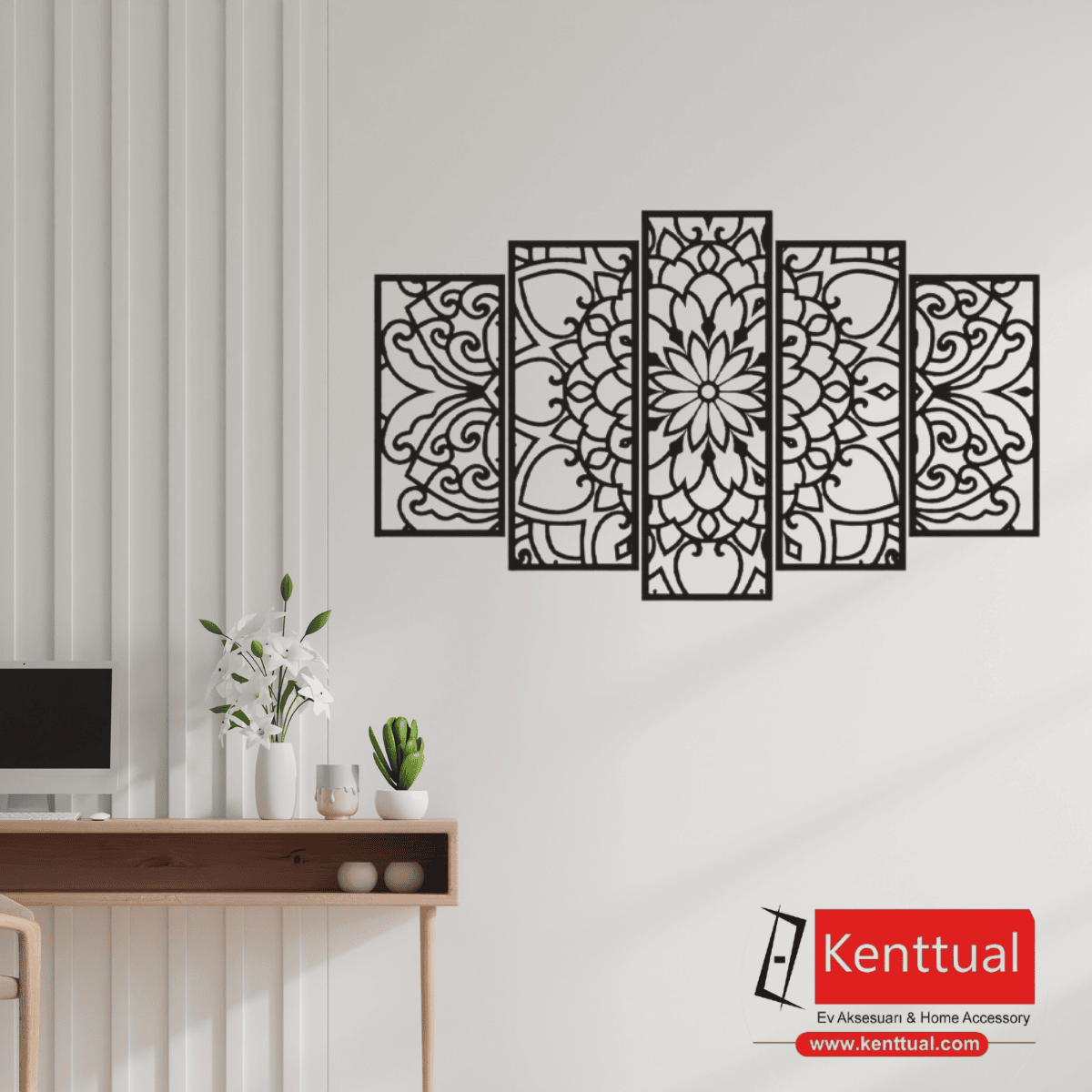 5'li Çiçek Metal Duvar Dekoru