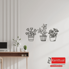 3’lü Çiçekli Metal Duvar Dekoru