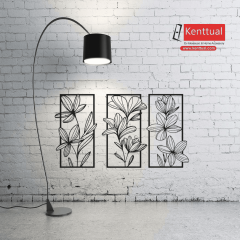 3 Parçalı Çiçek Şekilli Metal Dekoru