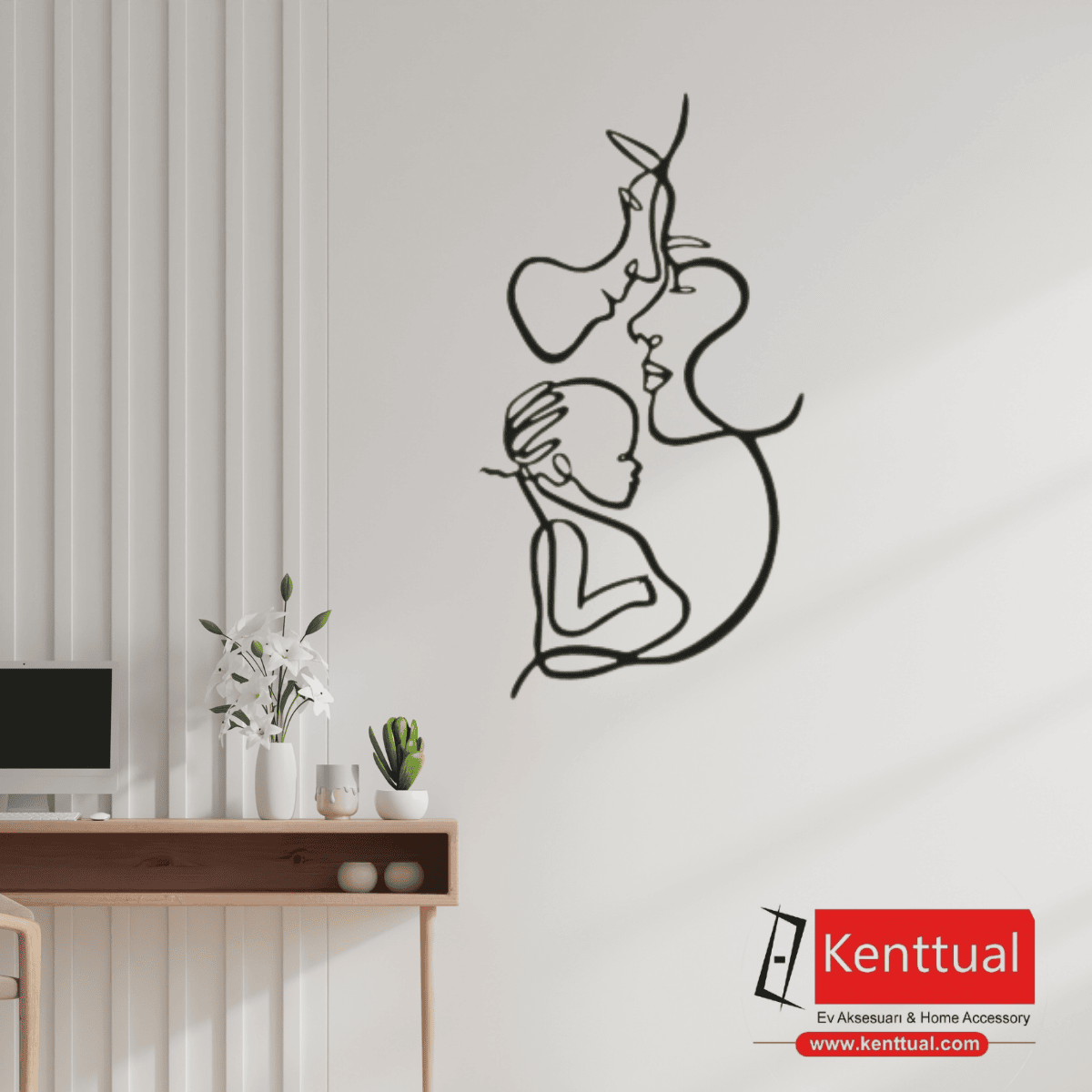 Aile Temalı Metal Duvar Dekoru