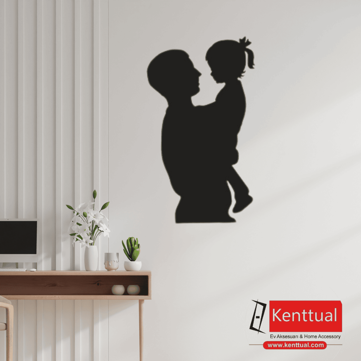 Baba ve Kız Metal Duvar Dekoru