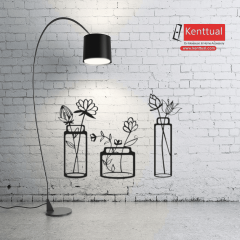 Kavanozda 3 Çiçek Metal Duvar Dekoru