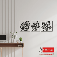 3’lü Yaprak Metal Duvar Dekoru