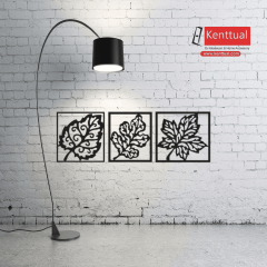 3’lü Yaprak Metal Duvar Dekoru