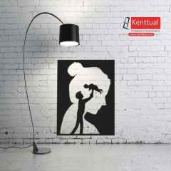 Anne ve Çocuk Metal Duvar Dekoru