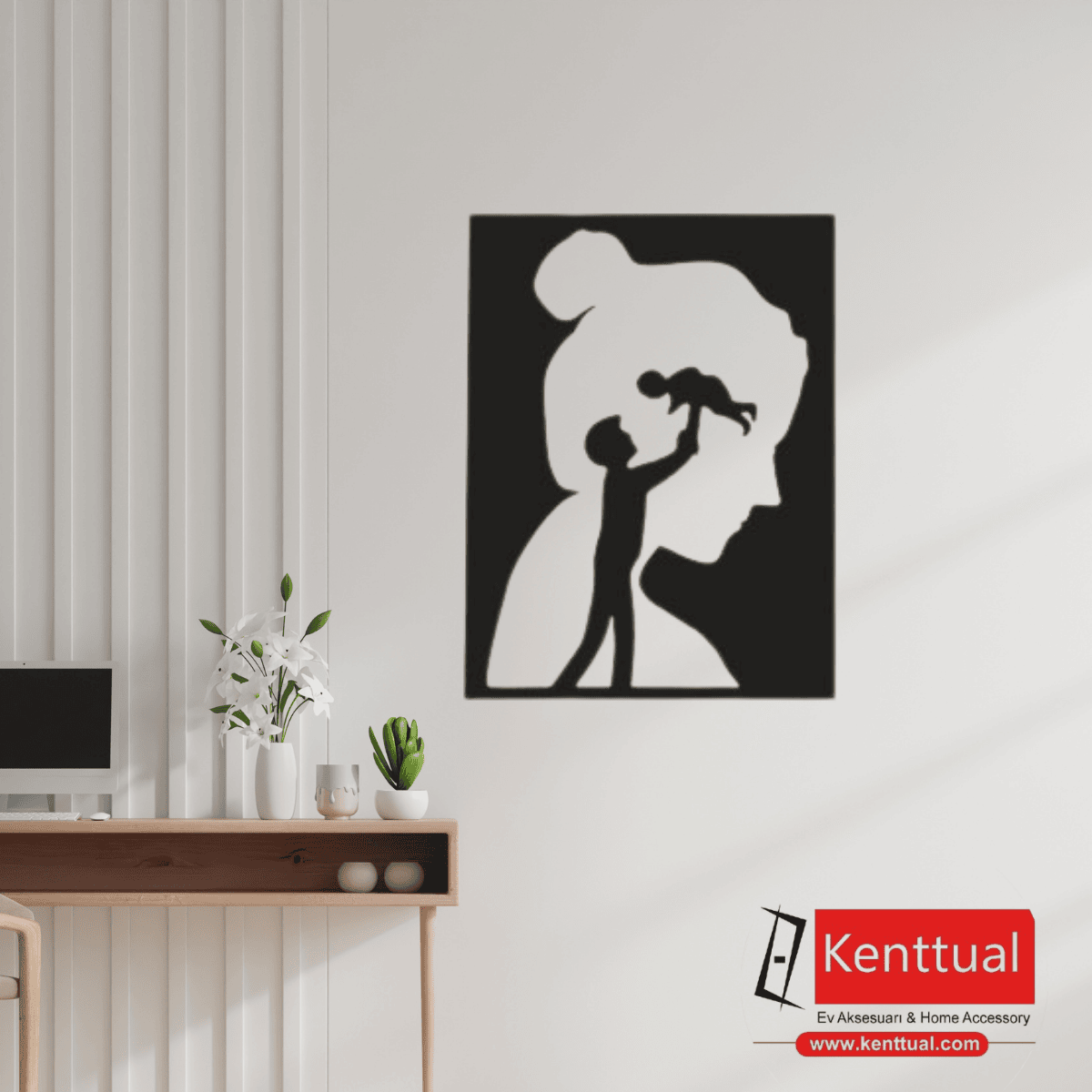 Anne ve Çocuk Metal Duvar Dekoru