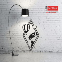 Geometrik Dünya & Balon Metal Duvar Dekoru