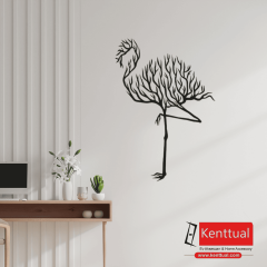 Ağaç Desenli Flamingo Metal Duvar Dekoru