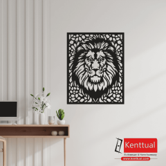 Aslan Figürlü Metal Duvar Dekoru