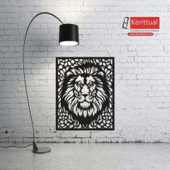 Aslan Figürlü Metal Duvar Dekoru