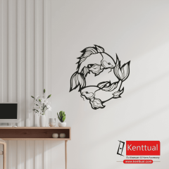 Dekoratif Balık Motifli Metal Duvar Dekoru