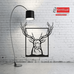 Dekoratif Geyik Figürlü Metal Duvar Dekoru