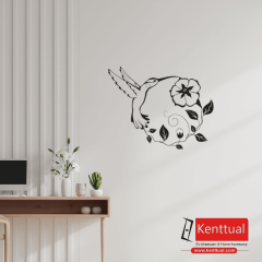 Kuş ve Çiçek Metal Duvar Dekoru