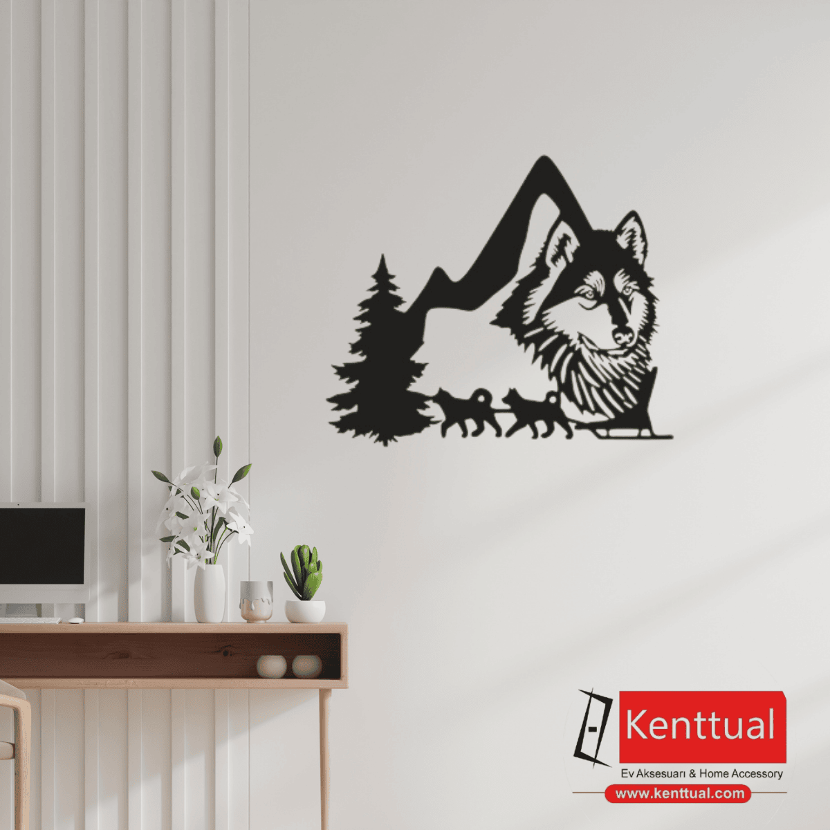 Kurt ve Doğa Metal Duvar Dekoru