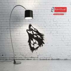 Uluyan Kurt ve Ayı Pençesi Metal Duvar Dekoru