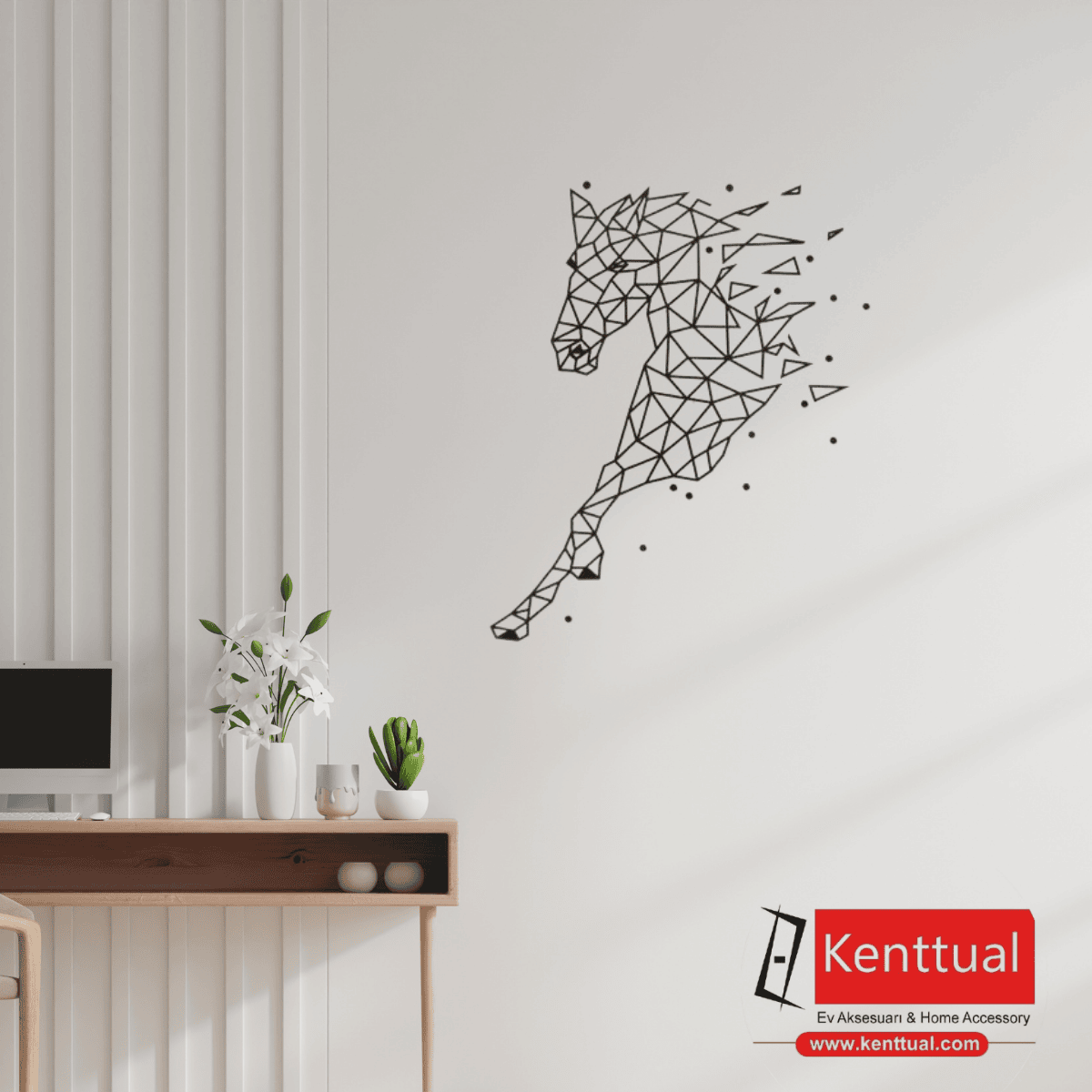 Geometrik At Silüeti Metal Duvar Dekoru