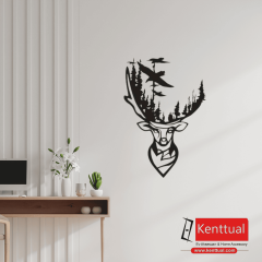 Hayat Ağacı Geyik Metal Duvar Dekoru