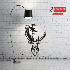 Hayat Ağacı Geyik Metal Duvar Dekoru