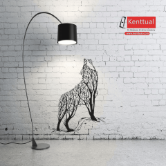 Uluyan Kurt ve Doğa Metal Duvar Dekoru