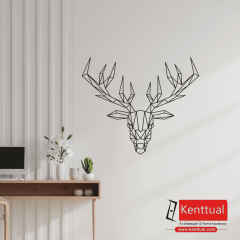 Geometrik Geyik Kafası Metal Duvar Dekoru