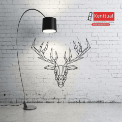Geometrik Geyik Kafası Metal Duvar Dekoru