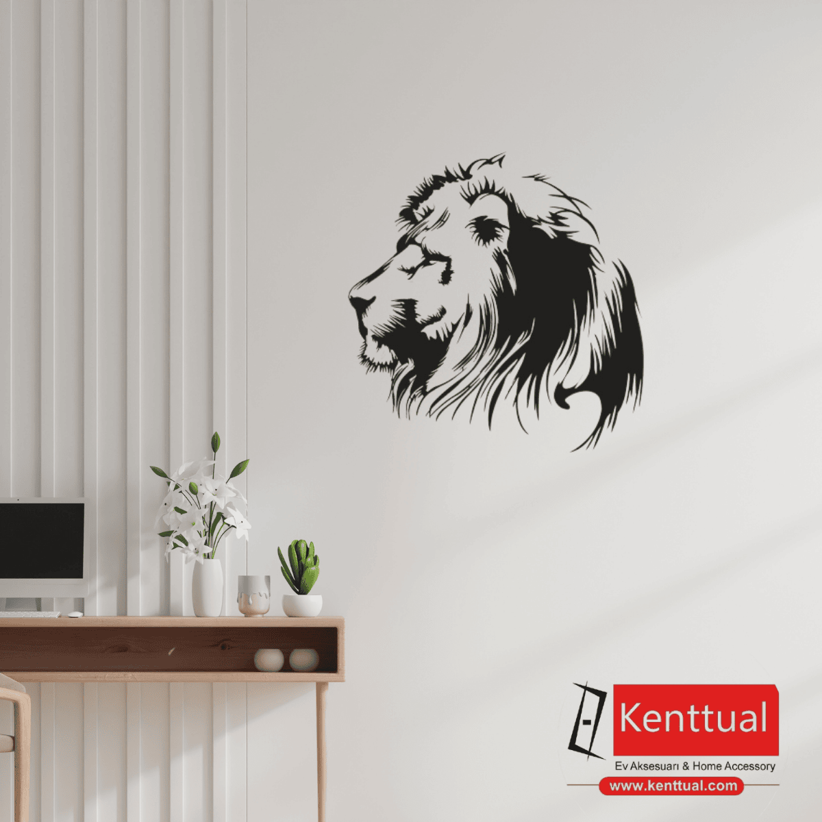 Aslan Silüeti Metal Duvar Dekoru