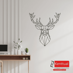 Geometrik Geyik Metal Duvar Dekoru