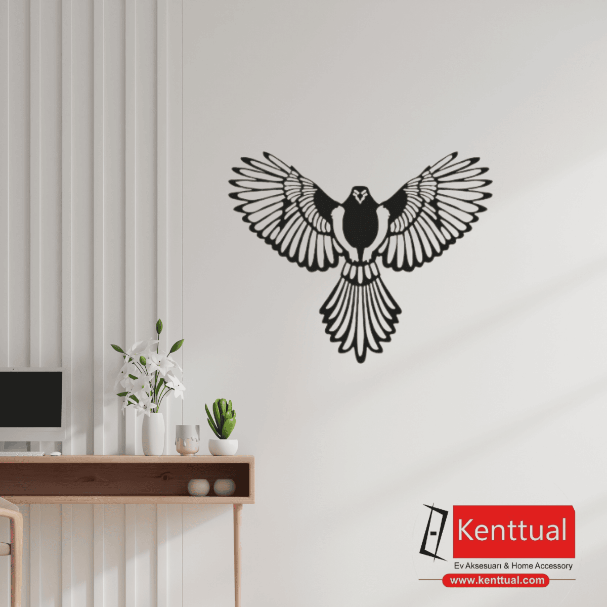 Kanat Çırpan Kartal Metal Duvar Dekoru