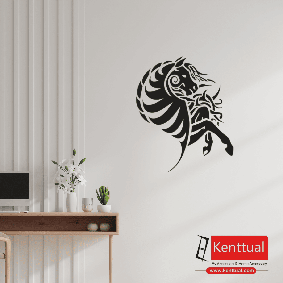 Şaha Kalkan At Metal Duvar Dekoru