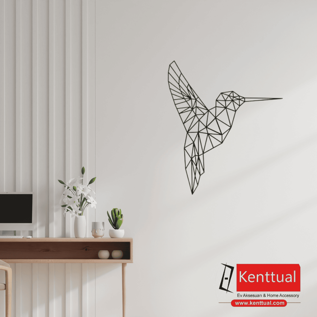 Geometrik Kuş Metal Duvar Dekoru
