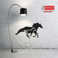 At ve Yavrusu Metal Duvar Dekoru