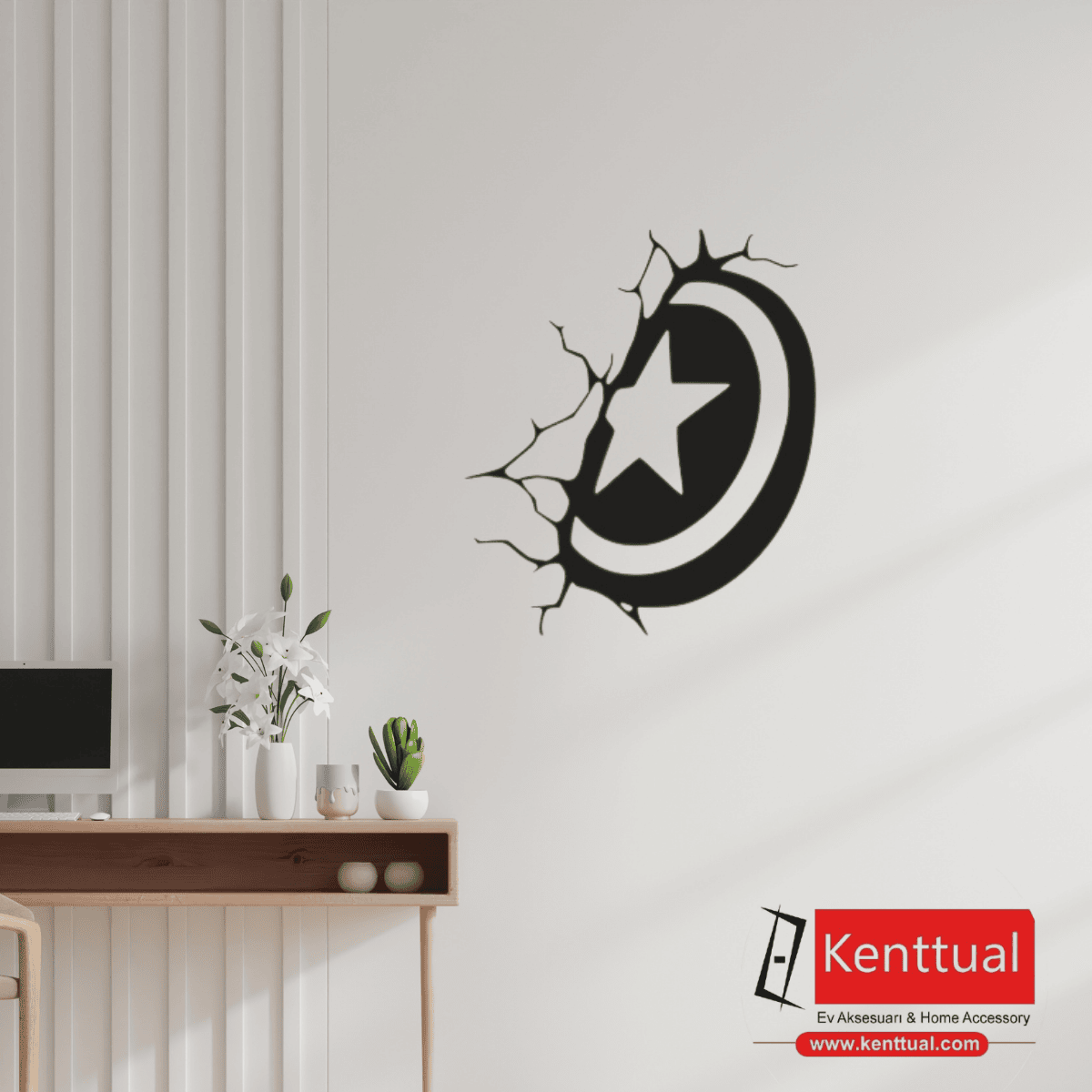 Kaptan Amerikanın Kalkanı Metal Duvar Dekoru