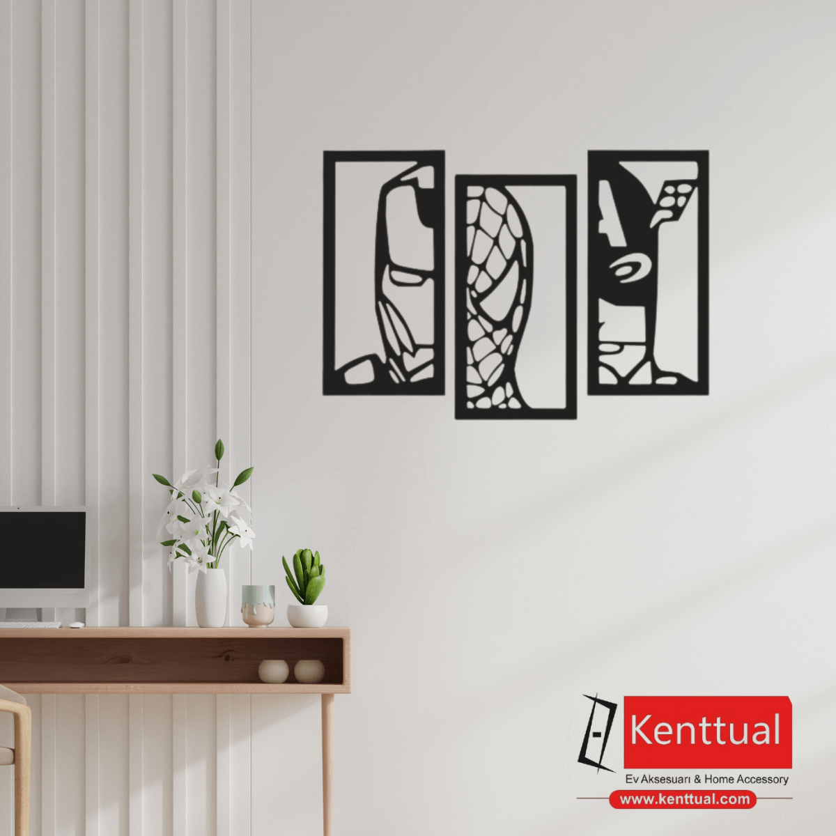 Marvel 3’lü Süper Kahraman Metal Duvar Dekoru