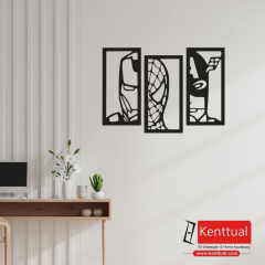 Marvel 3’lü Süper Kahraman Metal Duvar Dekoru