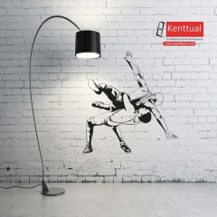 Güreşçi Figürlü Metal Duvar Dekoru