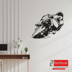 Yarışçı Motorcu Metal Duvar Dekoru