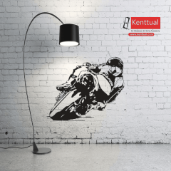 Yarışçı Motorcu Metal Duvar Dekoru