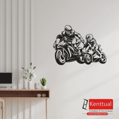 Baba Oğul Motorcu Metal Duvar Dekoru