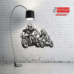 Baba Oğul Motorcu Metal Duvar Dekoru