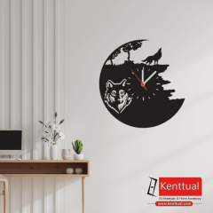 Kurt Temalı Metal Duvar Saati