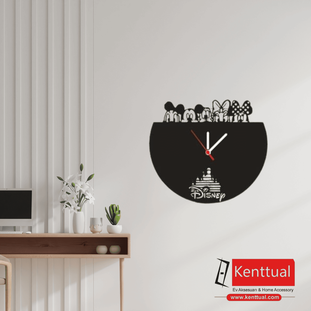 Mickey Mouse Temalı Metal Duvar Saati