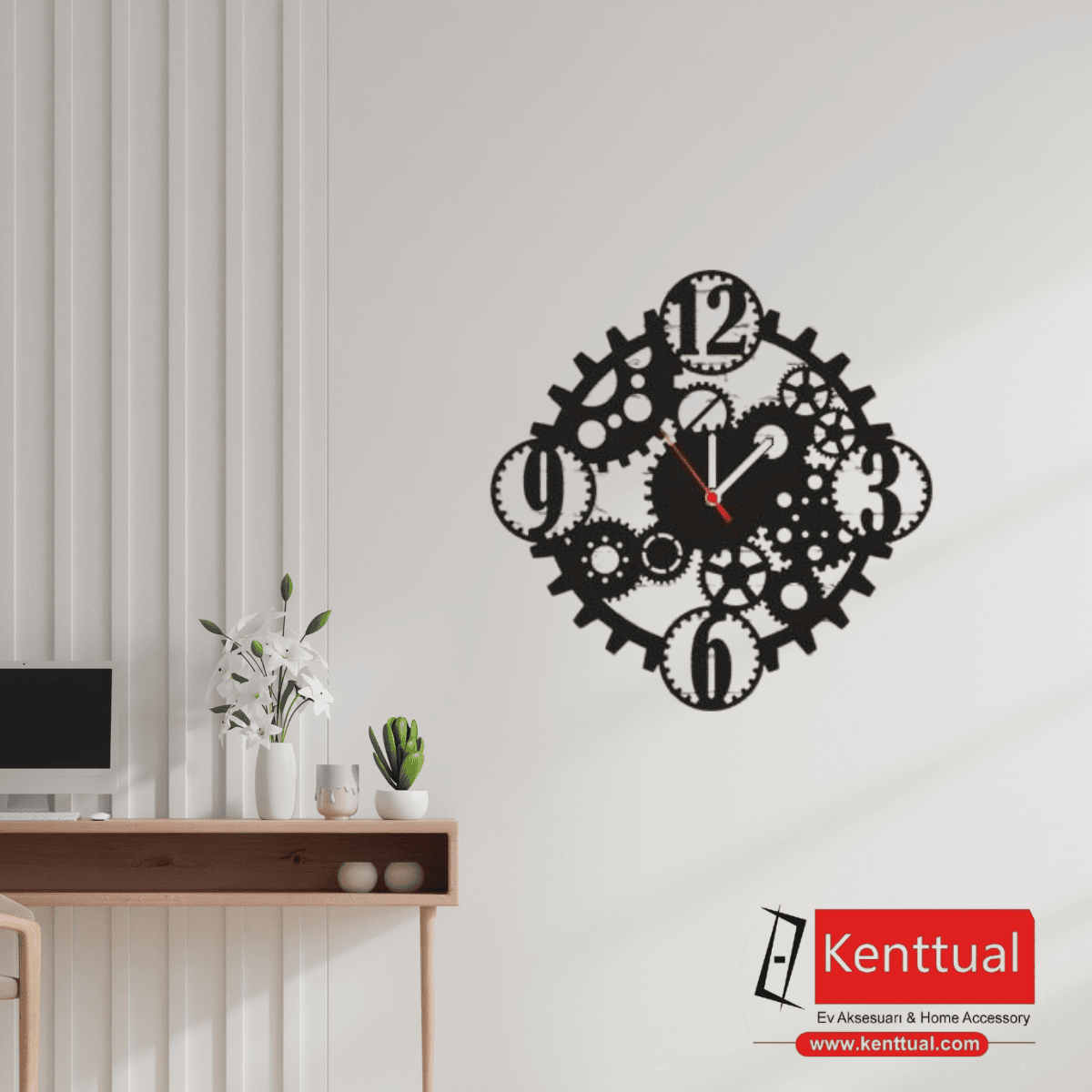 Endüstriyel Dişli Tasarımı Metal Duvar Saati