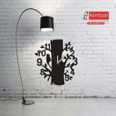 Kuşun Ağaca Konuşu Tasarımı Metal Duvar Saati