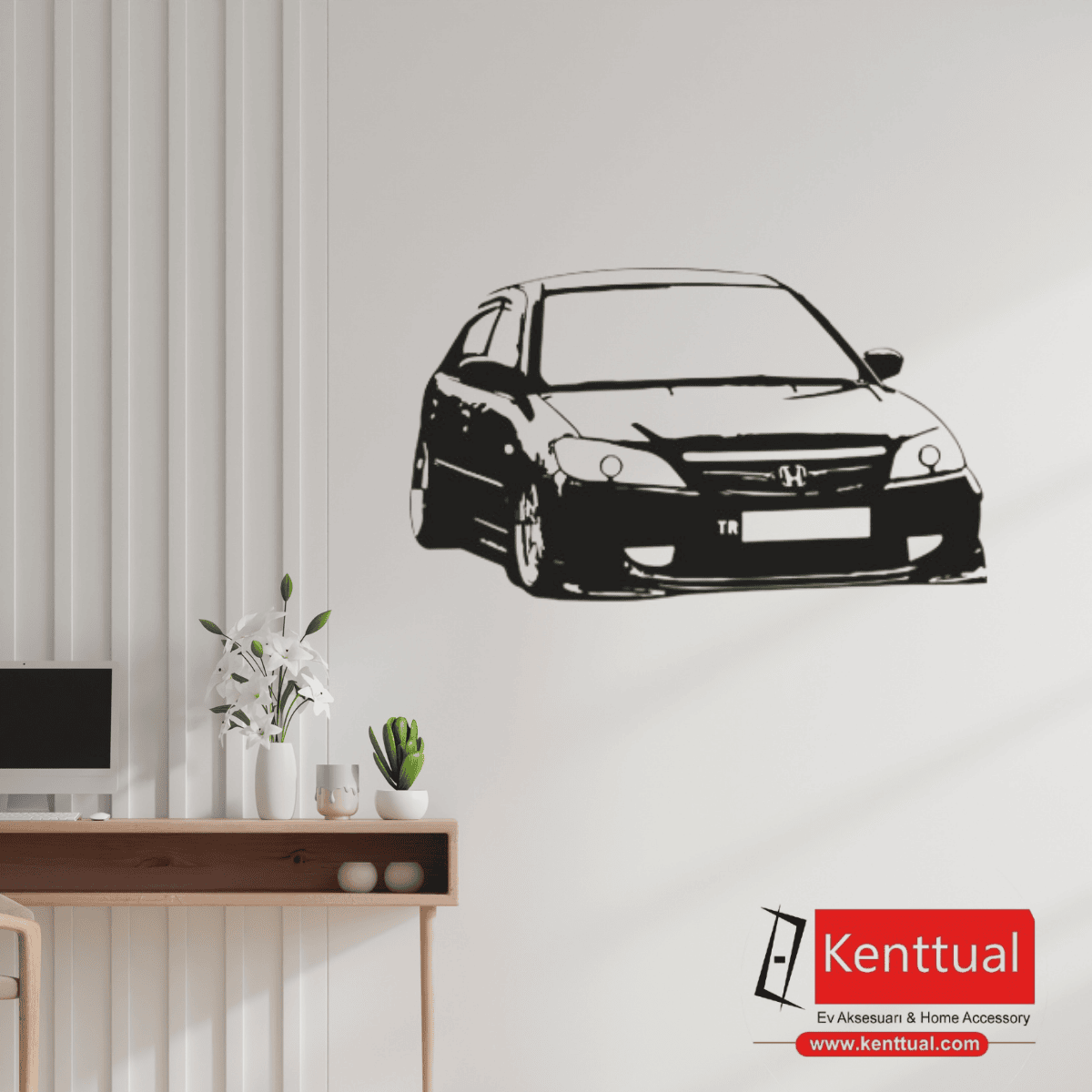 Honda Araba Metal Duvar Dekoru