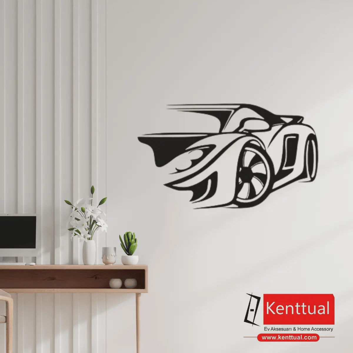 Ferrari Yarım Metal Duvar Dekoru 50x30 cm